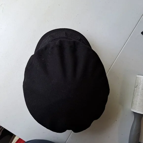 Black Greek Fisherman Cap 85% Wool 15% Nylon Fiddler Biker Sailor Sz Mens 7 1/8 - Picture 7 of 8